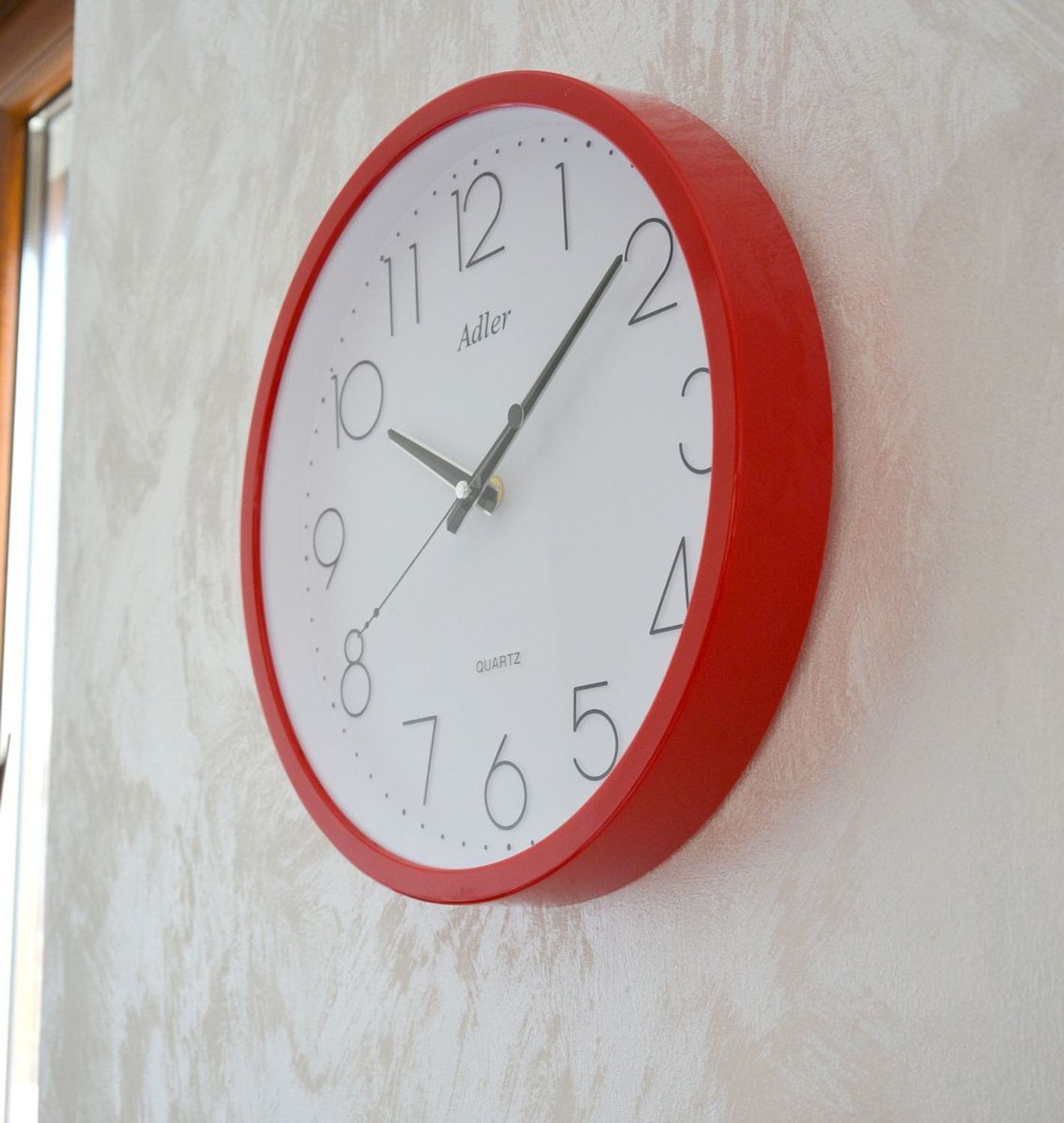 Zegar ścienny okrągły czerwony Adler PW077 czerwony. Zegar ścienny czerwony Adler PW07 (2).JPG